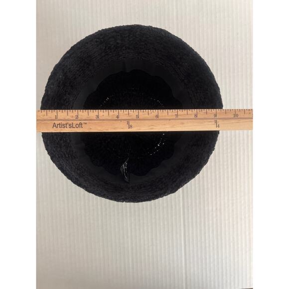 AUGUST HAT COMPANY BLACK W/ GOLD PEARL BUTTERFLY AND FLOWER EMBELLSHMENTS - Picture 10 of 10